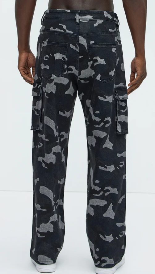 Jeans Cargo Baggy Fashion Nova | Camo Negro/Combo