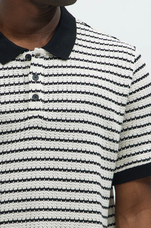 Polera Piqué Fashion Nova | Blanco/Negro