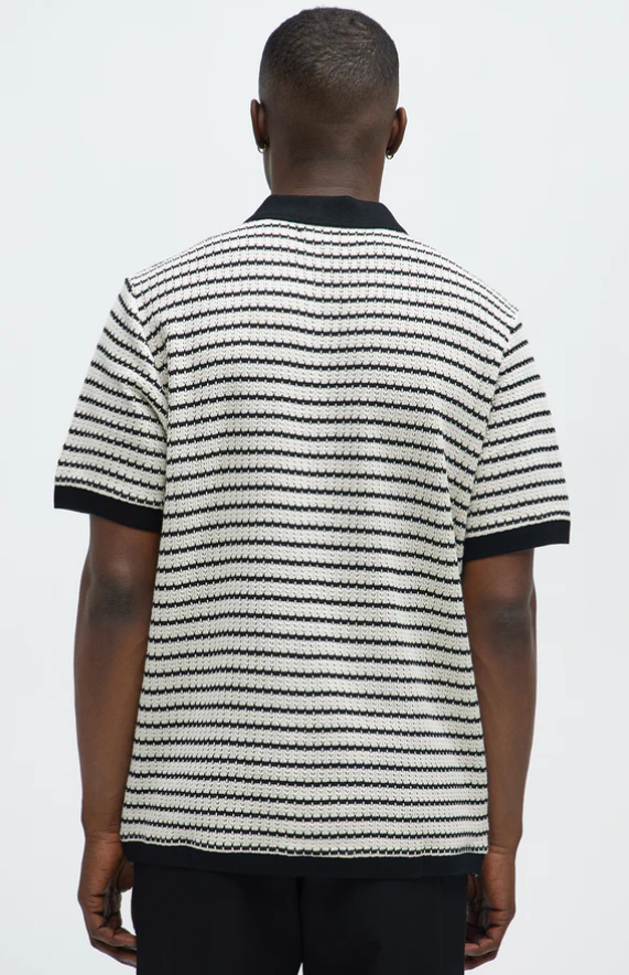 Polera Piqué Fashion Nova | Blanco/Negro