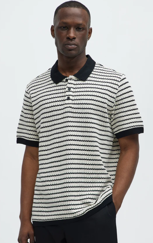 Polera Piqué Fashion Nova | Blanco/Negro