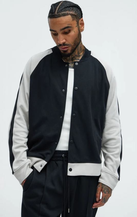 Chaqueta Bomber Fashion Nova | Gris/Negro